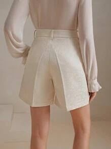Anewsta Pantalones cortos de mujer de unicolor con textura de jacquard, versátiles y de moda, conjunto de atuendos de verano para festival y salir
