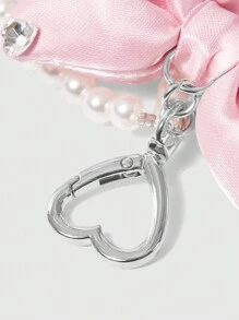 ROMWE Kawaii Fashionable Elegant Pearl & Rhinestone Bowknot Purse Pendant - Pink - View 4