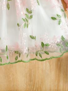 SHEIN Elegant Embroidery Organza Dress For Baby Girl, Occasion Wear