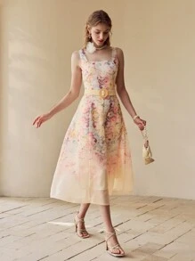 MOTF PREMIUM FLORAL EMBROIDERY A LINE TANK DRESS