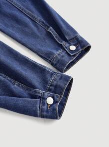 Jeanoix Plus Size Autumn Casual Front-Button Waisted Denim Dress