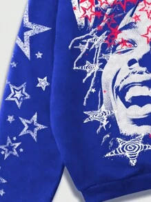ROMWE MEN Street Life Heren Casual Hoodie Sweatshirt met Grafische Print