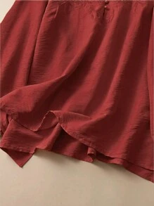 SHEIN LUNE Áo cánh dài tay cỡ lớn cho nữ, phong cách cổ điển rộng rãi - Màu Đỏ Sâu - Xem 4
