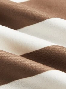 THE HAPPY LOOK Young Girls Earth Map & Striped Print Drop Shoulder Long Sleeve Casual T-Shirts, Sporty Style - Brown - View 3