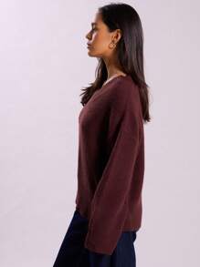 MUSERA V Neck Ribbed Knit Jumper Fall Autumn Winter Thanksgiving