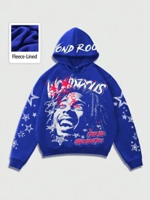ROMWE MEN Street Life Heren Casual Hoodie Sweatshirt met Grafische Print