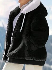 INAWLY Chaqueta Con Capucha Y Cordón Para Mujer De Talla Grande Y De Felpa