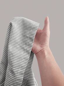 SHEIN EZwear 休闲编织条纹高腰宽松阔腿女裤 - 橄欖綠 - 查看 6