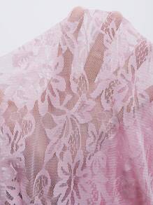 Slaydiva Body ajustado de encaje con escote en V profundo y volantes románticos - color rosa, para el Día de San Valentín