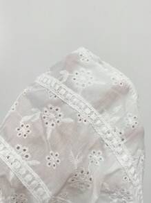 Flirla Solid Color Hollow Out Embroidery Tank Top - White - View 7