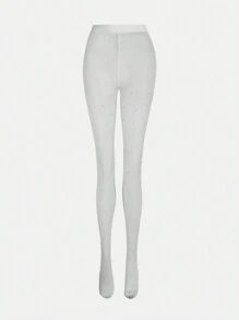 SHEIN ICON Collants transparents ornés de cristaux scintillants et de strass avec perles