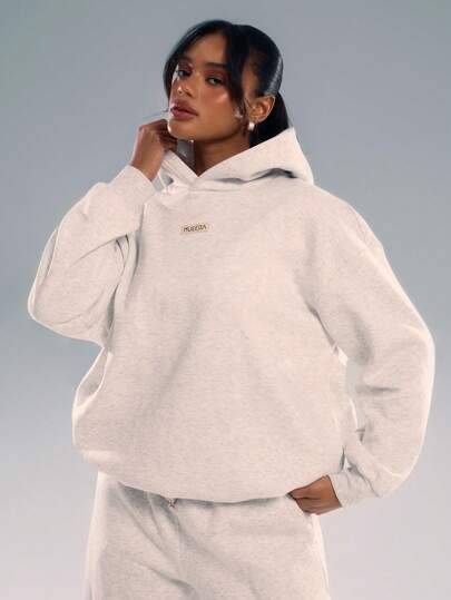MUSERA Moletom oversized com capuz, bordado com logo, estilo despojado, ideal para volta às aulas, outono e inverno. Confortável e estiloso, perfeito para o Natal. Ideal para o dia a dia, com um toque de estilo streetwear Y2K. Perfeito para um guarda-roupa cápsula. Cinza.