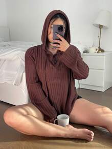 Flirla Plus Size Casual Hooded Loose Stripe T-Shirt