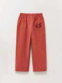 THE HAPPY LOOK Young Boys Red Woven Elastic Waistband Slant Pockets Loose Straight Pants