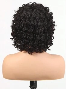 Afro Curly Human Hair Wig With Bangs Short Bob Wigs For Women Natural Color Wear&Go Glueless Wig All Day Wear - SNatural - View 6