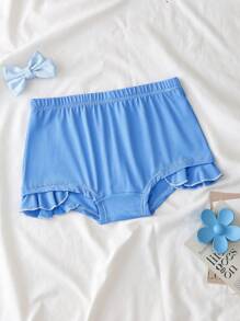 Girls Blue Plaid Mulberry Silk Panty, Underwear - Blue - View 1