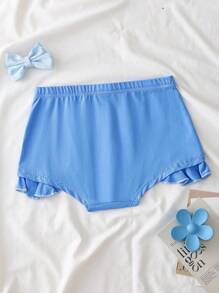 Girls Blue Plaid Mulberry Silk Panty, Underwear - Blue - View 2