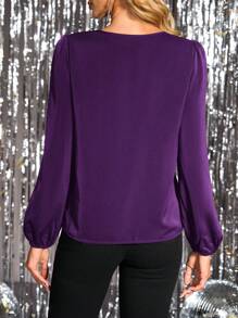 SHEIN Clasi Women's Party Sequins Decor Long Sleeve Shirt - Purple - View 2