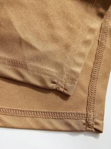 Celure Plus Size Women Solid Color Asymmetric Hem Party Brown Skirt