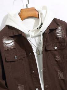 Manfinity EMRG Loose Fit Men's Blue Denim Jacket With Letter Print