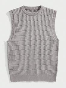 Manfinity VCAY Chaleco de punto holgado de cuello redondo para hombre, talla grande y sin mangas, adecuado para otoño/invierno