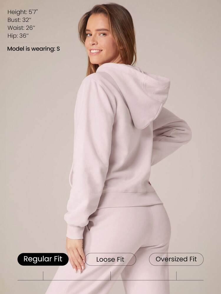 Veste à capuche en molleton zippée à manches longues, avec poche kangourou, style casual quotidien pour l'automne et l'hiver
