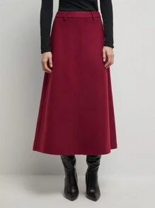 BizChic Angola Red A-Line Skirt, Spring Summer Women's Clothing For Christmas, New Year, Party, Holiday, Thanksgiving - Red - View 5