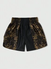 ROMWE MEN Prep Quần short thể thao đấm bốc dành cho nam, phù hợp mặc hàng ngày, mùa xuân/hè - màu đen - Xem 2