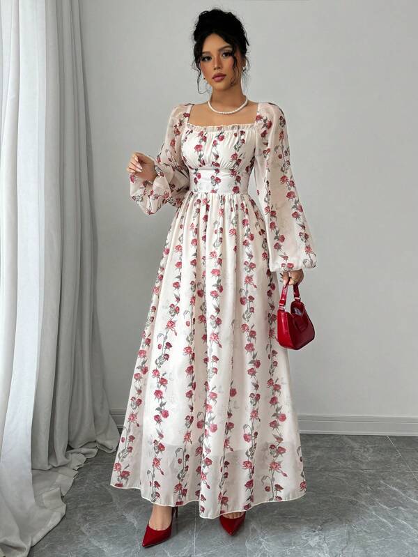 Modelyn Vestido elegante de mujer con línea A, de cuello cuadrado y rayas verticales, para primavera/verano