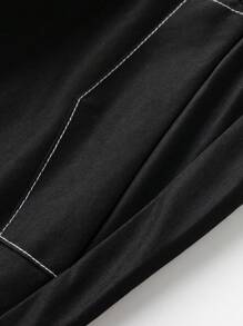 Manfinity Roghcode Men's Drawstring Waist Cargo Pocket Loose Fit Bermuda Shorts - Black - View 5