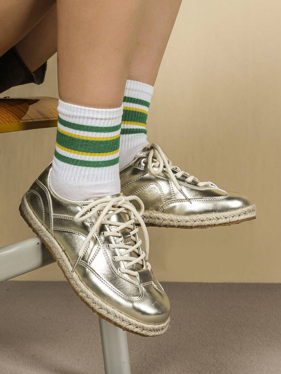 CUCCOO EASI Low-Top Canvas Sneakers For Women, New Skateboarding Shoes, Versatile Casual Sport Shoes, White, Autumn Shoes For Women Sneakers Spring Shoes Spring Break Easter - Gold - View 1