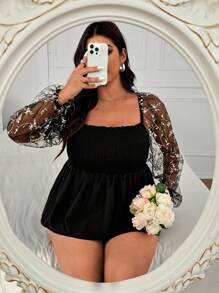 SHEIN Clasi 大码纯色拼接长袖休闲衬衫 - 彩色 - 查看 4
