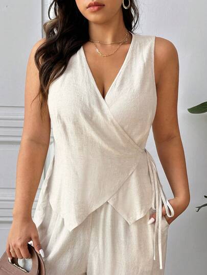 SHEIN Frenchy Plus Size Women Simple Solid Color Casual Top, Fashion Item For Spring Summer Everyday Wear