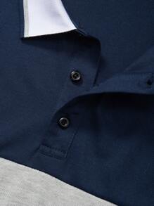 Manfinity Homme Camisa polo de hombre con botones delanteros en unicolor y parches, de estilo simple y casual