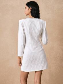 Poéselle Women Elegant Beads Embellished Short Casual Dress, Autumn