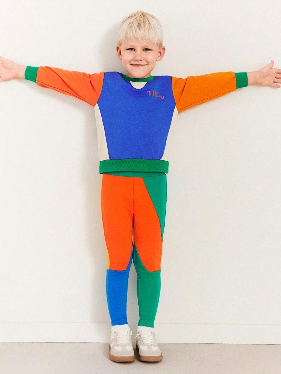 SHEIN Young Boy's Tight-Fit Casual Contrast Color Pants - Multicolor - View 1