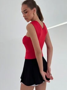 Aloruh Top sin mangas de unicolor y casual con diseño hueco para uso diario de mujeres