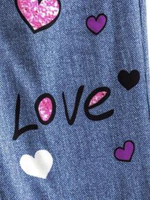 SHEIN 2pcs/Set Girls Cat & Heart Print Pattern Crew Neck Sweatshirt And Flare Pants Set, Cute Design Autumn/Winter Sportswear - Multicolor - View 7