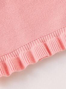 SHEIN Cute Contrasting Knitted Hooded Top For Toddler - Baby Pink - View 7