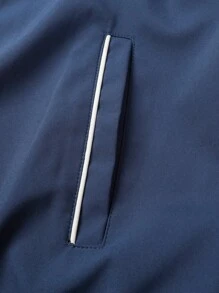 Manfinity Homme Herren Lässig Farbblock Buchstaben Muster Baseball Jacke, Herbst, Freizeitgestaltung mit Freunden Grafik Baseball Langarm Farbblock royal blau leichte Jacke, als Geschenk für Freunde, Ehemann, Freund - marineblau - Übersicht 6