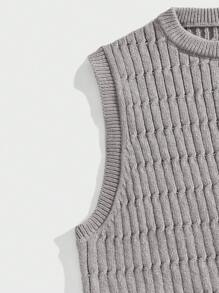 Manfinity VCAY Chaleco de punto holgado de cuello redondo para hombre, talla grande y sin mangas, adecuado para otoño/invierno