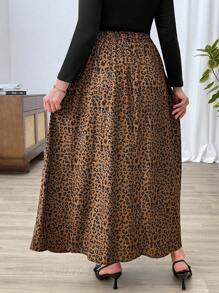 SHEIN EZwear Plus Size Women Fashionable Leopard Print Sexy Skirt Fall Cloth For Women - Brown - View 2
