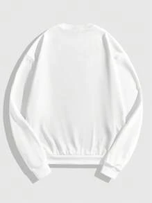 ROMWE MEN Street Life 男士休闲字母印花圆领长袖宽松T恤，秋季