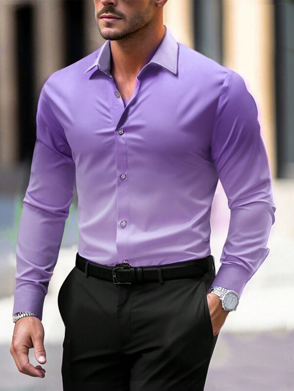 Manfinity Homme Men Shirt Simple Daily Stylish Gradient Casual