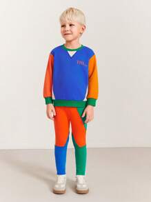 SHEIN Young Boy's Tight-Fit Casual Contrast Color Pants - Multicolor - View 4