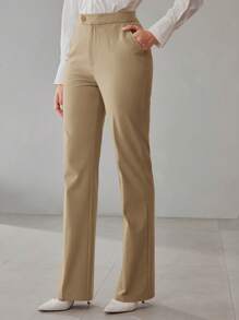MOTF PREMIUM TAILORED FLARE LEG SUIT PANTS - Apricot - View 5