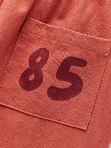 THE HAPPY LOOK Young Boys Red Woven Elastic Waistband Slant Pockets Loose Straight Pants