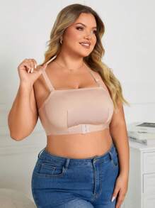 1 pièce Soutien-gorge à armature avec fermeture à crochets avant pour grande taille, design fin pour une grosse poitrine et pour éviter l'exposition