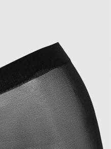SHEIN ICON 耀眼星空闪亮亮片紧身裤，性感超薄仿鱼网水钻装饰连裤袜 - 黑色 - 查看 4
