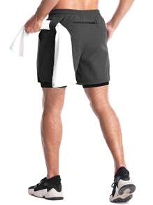 Manfinity Sport Corelite Men's Casual Drawstring Waist 2 In 1 Sports Shorts Grey Shorts